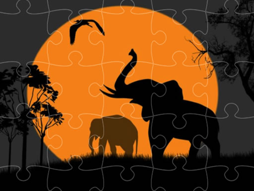 Elephant Silhouette Jigsaw Puzzle Game Online